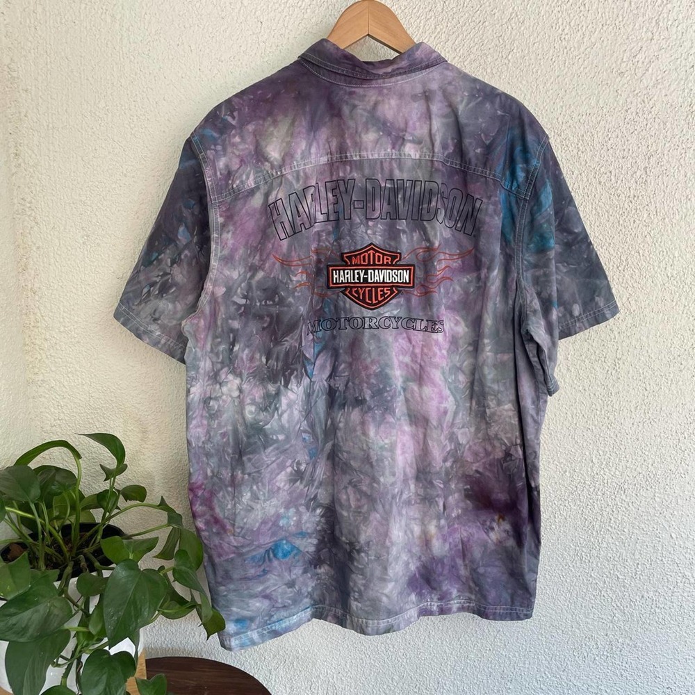 Hand dyed Harley Davidson Mechanic shop button up